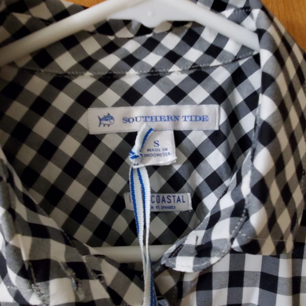 NWT NEW Southern Tide Hadley Womens 1/2 Button Up Shirt Size Small Black White - Picture 5 of 10